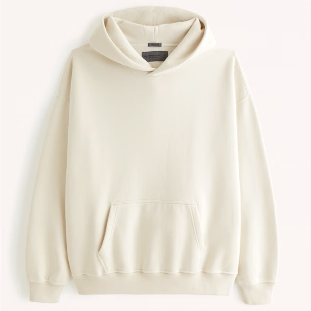 Abercrombie Essential Hoodie Cream SoftAF Oversized Pullover Large